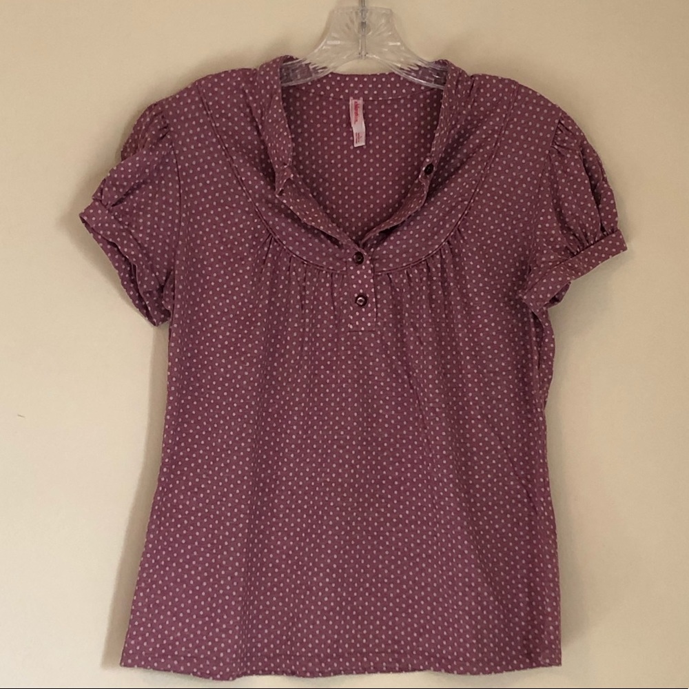 Xhilaration Mauve Polka Dot Tee